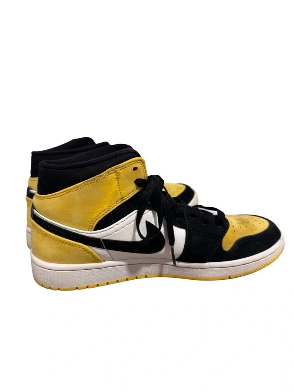 Air Jordan 1 Mid SE Yellow Toe Black Sneakers Retro Special Edition- Size US 8.5